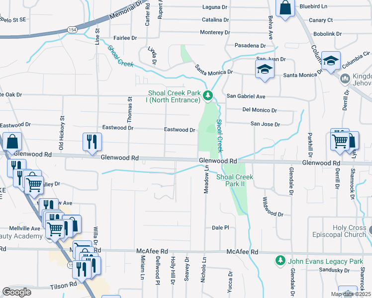 map of restaurants, bars, coffee shops, grocery stores, and more near 2860 Joyce Avenue in Decatur