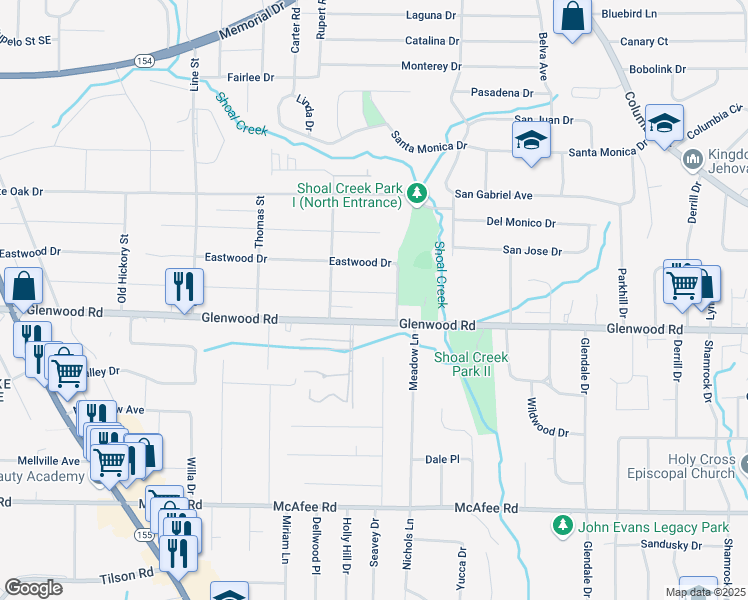 map of restaurants, bars, coffee shops, grocery stores, and more near 2860 Joyce Avenue in Decatur