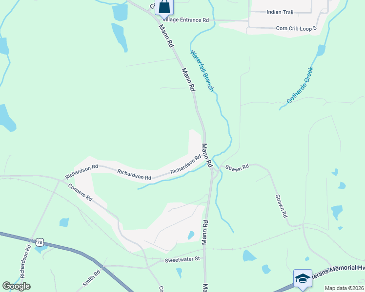 map of restaurants, bars, coffee shops, grocery stores, and more near 2411 Mann Road in Douglasville