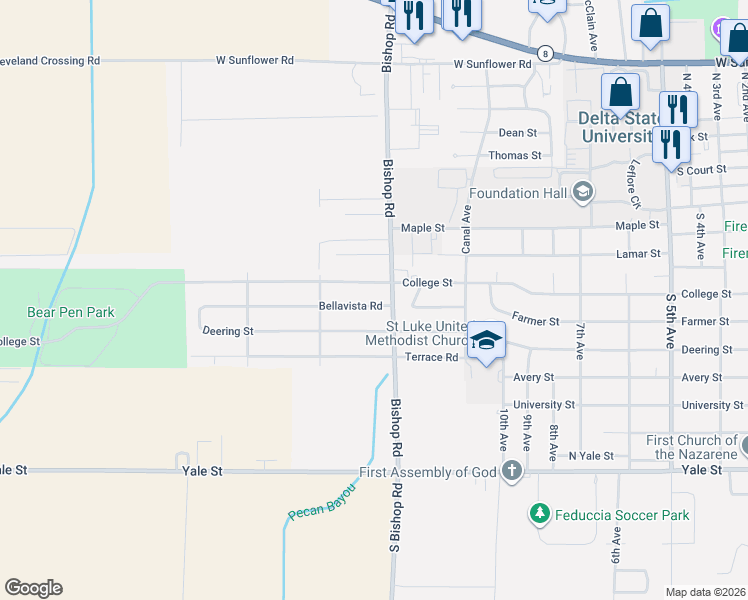 map of restaurants, bars, coffee shops, grocery stores, and more near 500-598 Bishop Rd in Cleveland