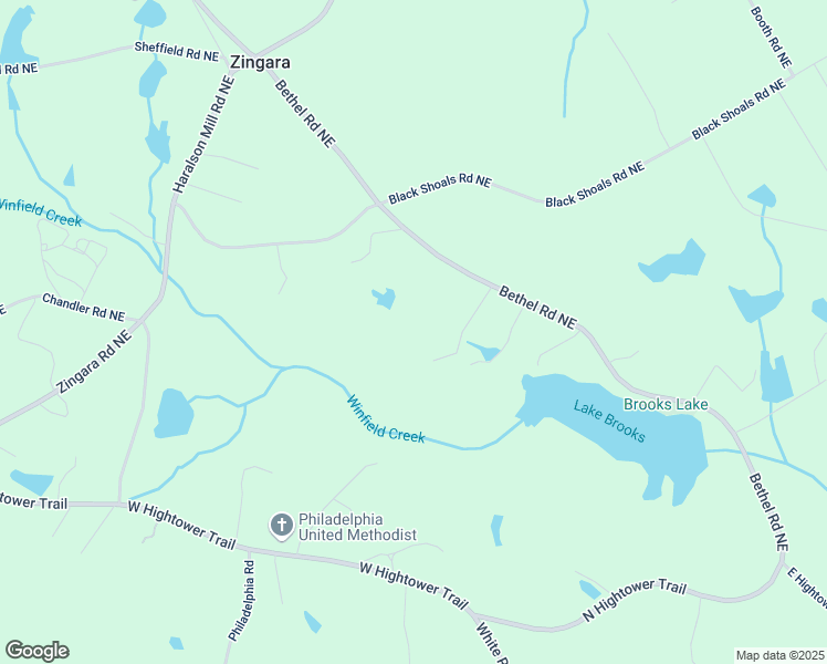 map of restaurants, bars, coffee shops, grocery stores, and more near 2421 Bethel Road Northeast in Conyers