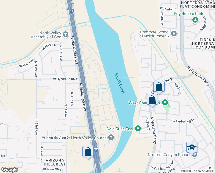 map of restaurants, bars, coffee shops, grocery stores, and more near 28065 North 28th Drive in Phoenix