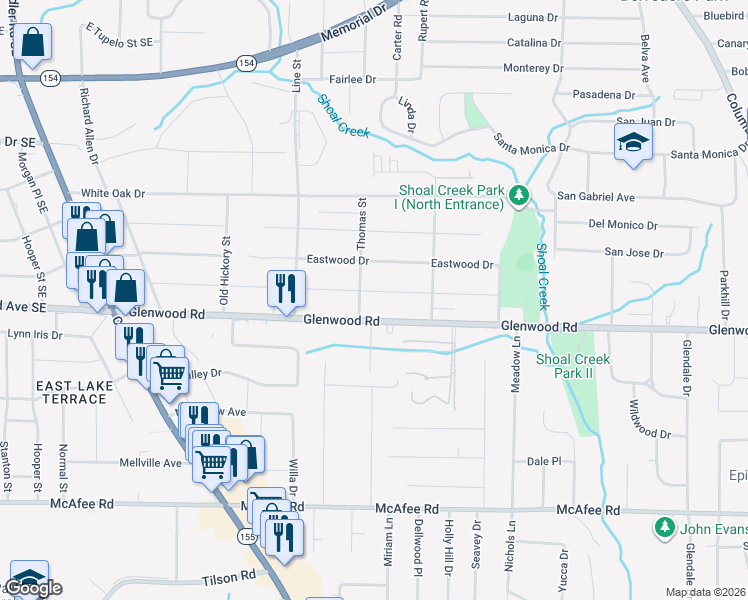 map of restaurants, bars, coffee shops, grocery stores, and more near 2757 Joyce Avenue in Decatur