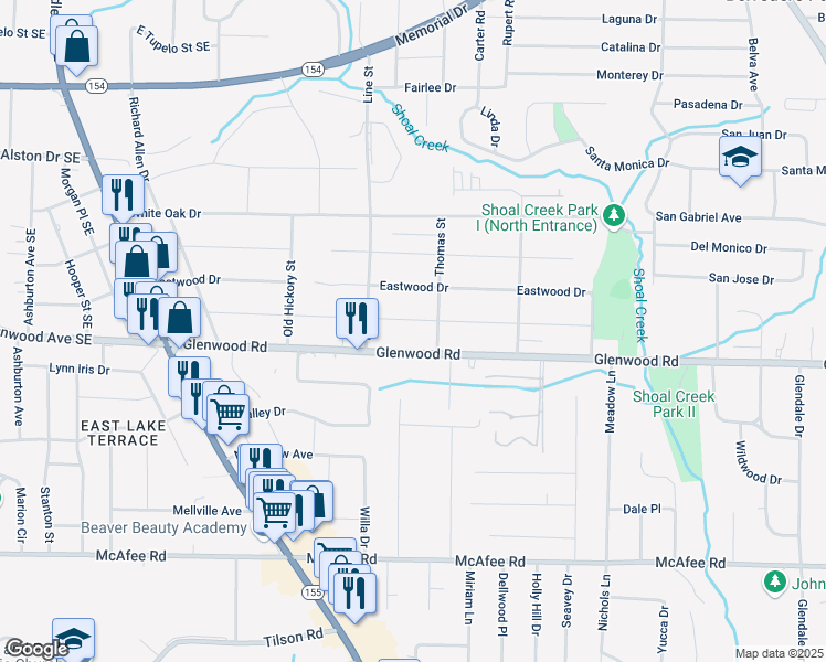 map of restaurants, bars, coffee shops, grocery stores, and more near 2729 Joyce Avenue in Decatur