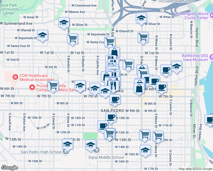 map of restaurants, bars, coffee shops, grocery stores, and more near in Los Angeles