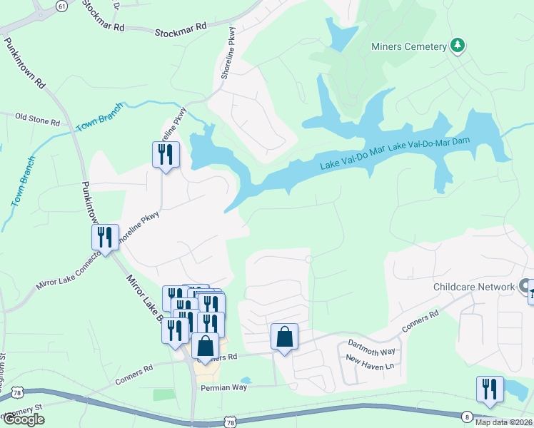 map of restaurants, bars, coffee shops, grocery stores, and more near 1030 Overlook Drive in Villa Rica