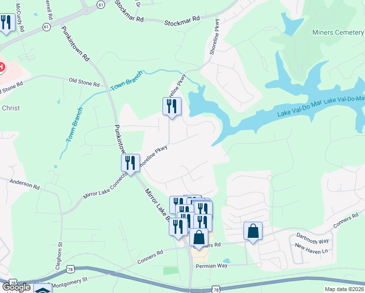 map of restaurants, bars, coffee shops, grocery stores, and more near 9969 Bridgewater Pointe in Villa Rica