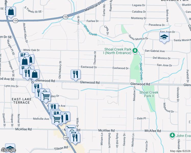 map of restaurants, bars, coffee shops, grocery stores, and more near 2757 Joyce Avenue in Decatur