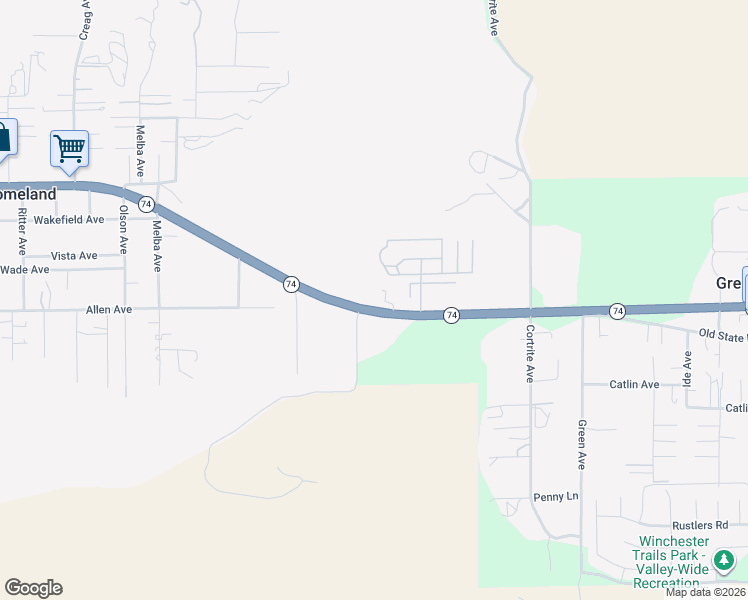 map of restaurants, bars, coffee shops, grocery stores, and more near 32476 California 74 in Hemet