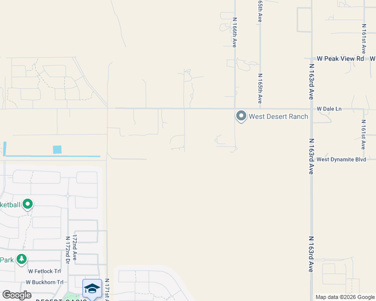 map of restaurants, bars, coffee shops, grocery stores, and more near 28214 North 168th Avenue in Surprise