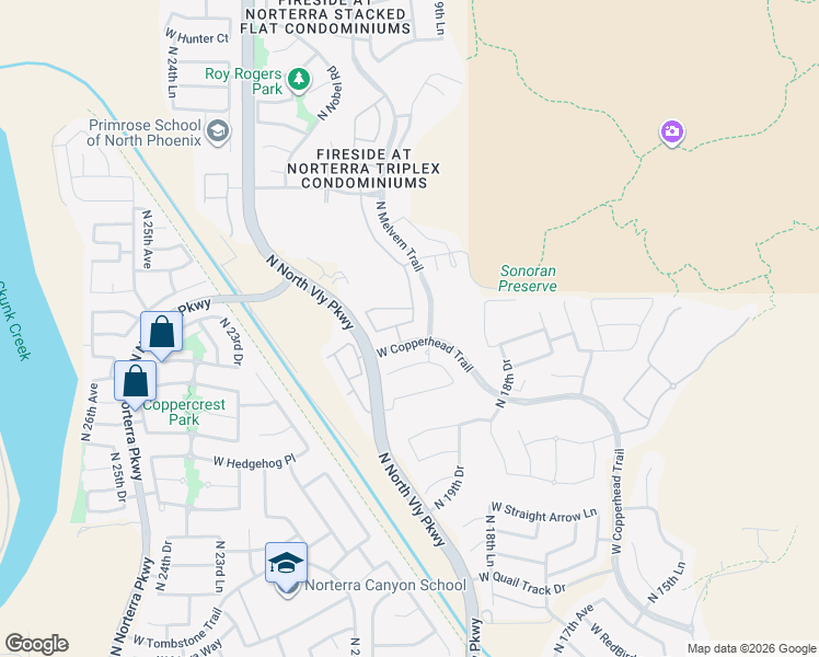 map of restaurants, bars, coffee shops, grocery stores, and more near 2112 West White Feather Lane in Phoenix