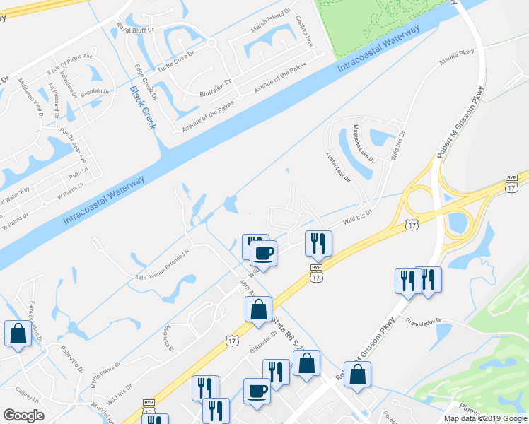 map of restaurants, bars, coffee shops, grocery stores, and more near 4847 Carnation Circle in Myrtle Beach