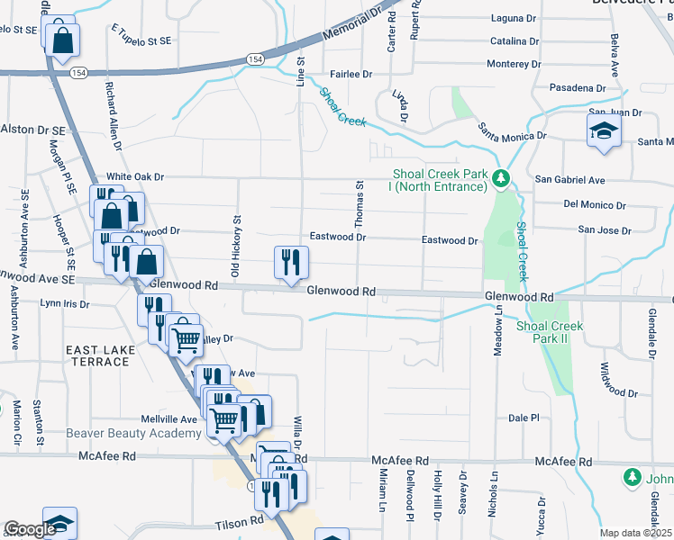 map of restaurants, bars, coffee shops, grocery stores, and more near 2729 Joyce Avenue in Decatur