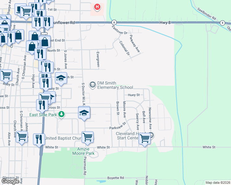 map of restaurants, bars, coffee shops, grocery stores, and more near 914 Brown Street in Cleveland