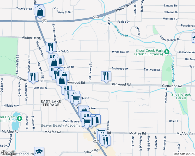 map of restaurants, bars, coffee shops, grocery stores, and more near 2641 Joyce Avenue in Decatur