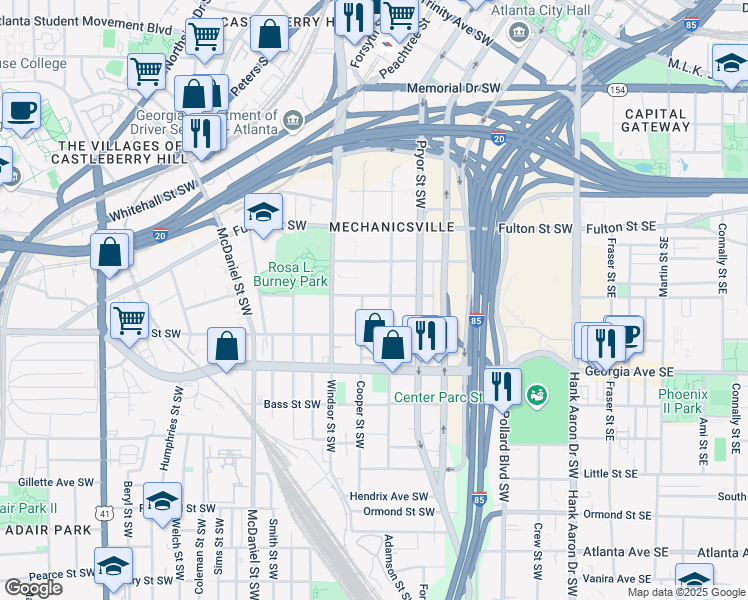 map of restaurants, bars, coffee shops, grocery stores, and more near 262 Crumley Street Southwest in Atlanta