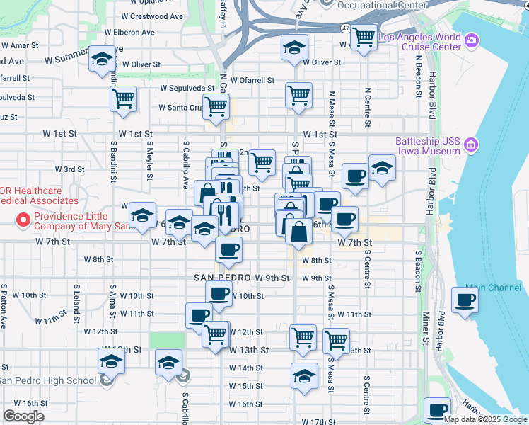 map of restaurants, bars, coffee shops, grocery stores, and more near 508 South Grand Avenue in Los Angeles