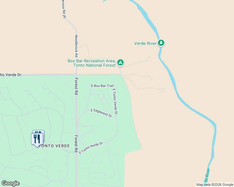 map of restaurants, bars, coffee shops, grocery stores, and more near 19131 North Tonto Verde Drive in Rio Verde