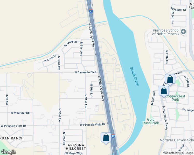 map of restaurants, bars, coffee shops, grocery stores, and more near 3003 West Red Fox Road in Phoenix