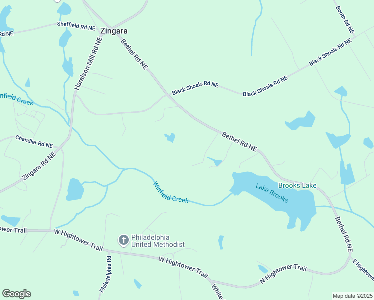 map of restaurants, bars, coffee shops, grocery stores, and more near 2421 Bethel Road Northeast in Conyers