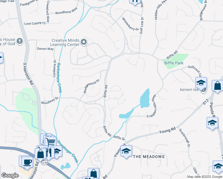 map of restaurants, bars, coffee shops, grocery stores, and more near 5148 Villas Terrace in Stone Mountain