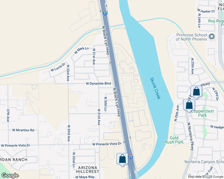 map of restaurants, bars, coffee shops, grocery stores, and more near 3003 West Red Fox Road in Phoenix