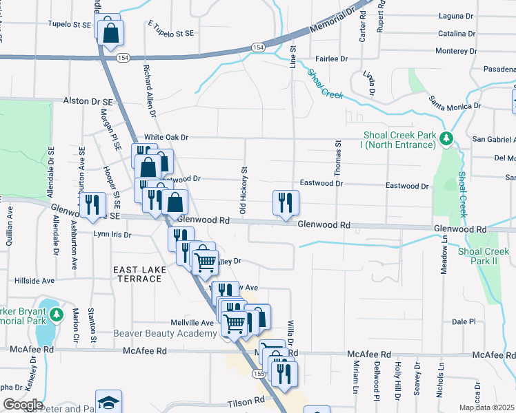 map of restaurants, bars, coffee shops, grocery stores, and more near 2633 Joyce Avenue in Decatur