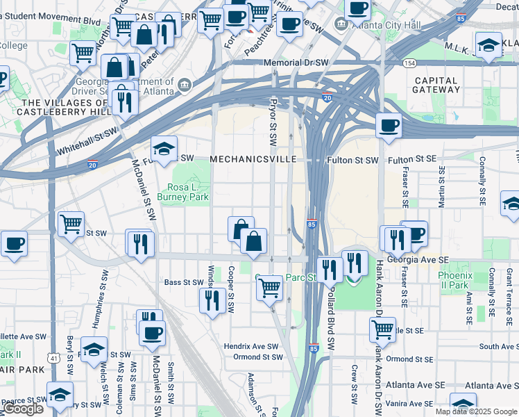 map of restaurants, bars, coffee shops, grocery stores, and more near 561 Formwalt Street Southwest in Atlanta