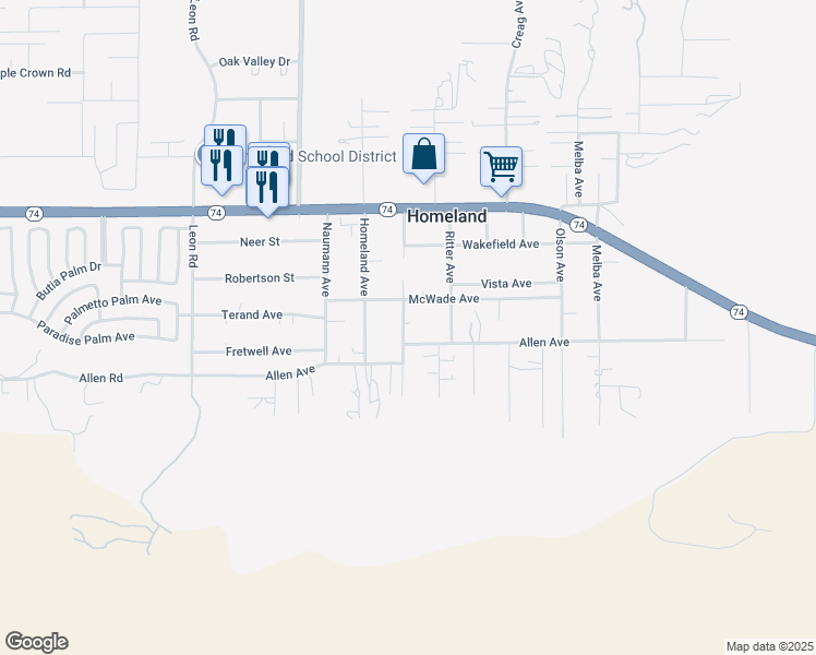 map of restaurants, bars, coffee shops, grocery stores, and more near 26276 Guthridge Lane in Homeland