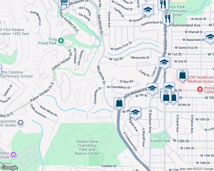 map of restaurants, bars, coffee shops, grocery stores, and more near 1918 West Chandeleur Drive in Los Angeles