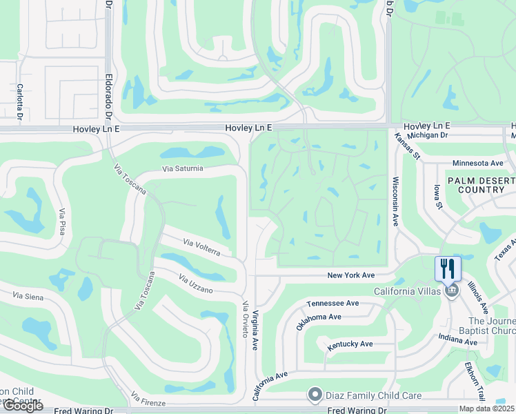 map of restaurants, bars, coffee shops, grocery stores, and more near 42812 Scirocco Road in Palm Desert