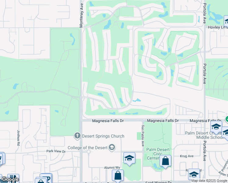 map of restaurants, bars, coffee shops, grocery stores, and more near 182 Madrid Avenue in Palm Desert