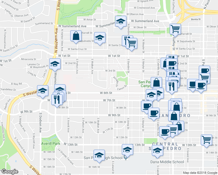 map of restaurants, bars, coffee shops, grocery stores, and more near 438 South Hamilton Avenue in Los Angeles