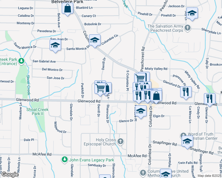 map of restaurants, bars, coffee shops, grocery stores, and more near 1776 Lynn Lane in Decatur