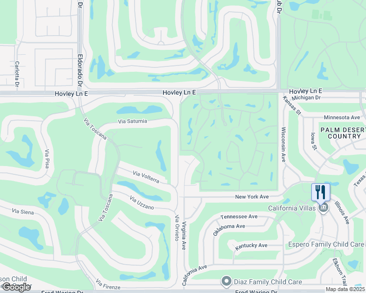 map of restaurants, bars, coffee shops, grocery stores, and more near 42740 Sand Dune Drive in Palm Desert