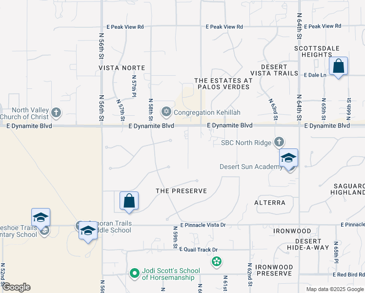 map of restaurants, bars, coffee shops, grocery stores, and more near 5887 East Blue Sky Drive in Scottsdale
