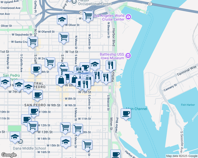 map of restaurants, bars, coffee shops, grocery stores, and more near in Los Angeles