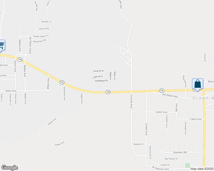 map of restaurants, bars, coffee shops, grocery stores, and more near 32594 California 74 in Hemet