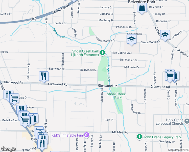 map of restaurants, bars, coffee shops, grocery stores, and more near 2894 Joyce Avenue in Decatur