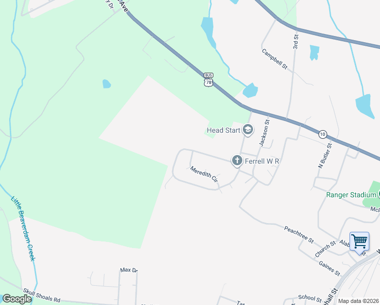 map of restaurants, bars, coffee shops, grocery stores, and more near 302 Meredith Circle in Washington