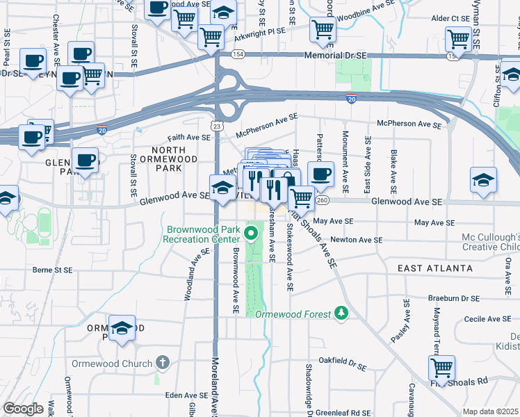 map of restaurants, bars, coffee shops, grocery stores, and more near 532 Joseph E Lowery Boulevard Southwest in Atlanta