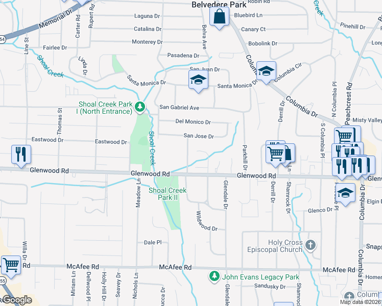 map of restaurants, bars, coffee shops, grocery stores, and more near 1774 Santa Cruz Drive in Decatur