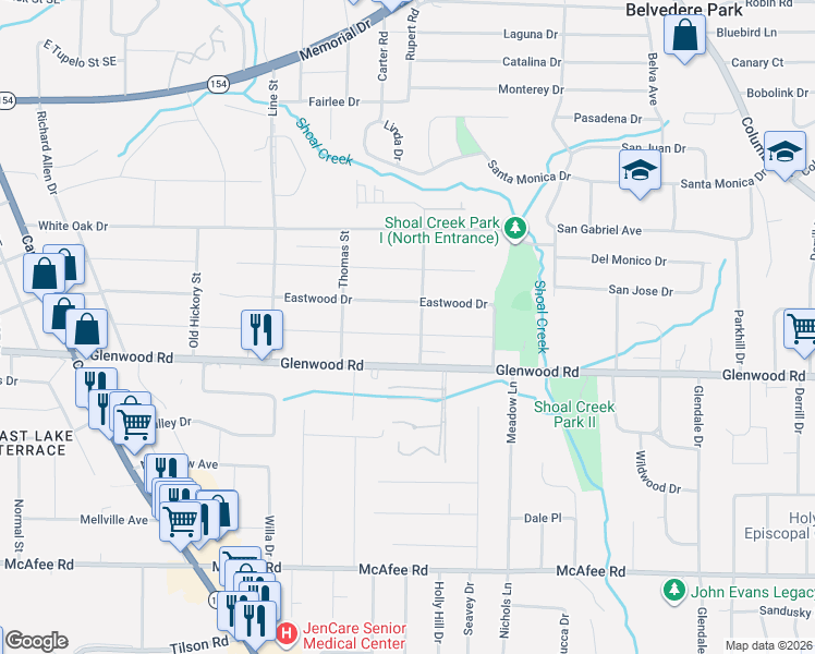 map of restaurants, bars, coffee shops, grocery stores, and more near 2822 Joyce Avenue in Decatur