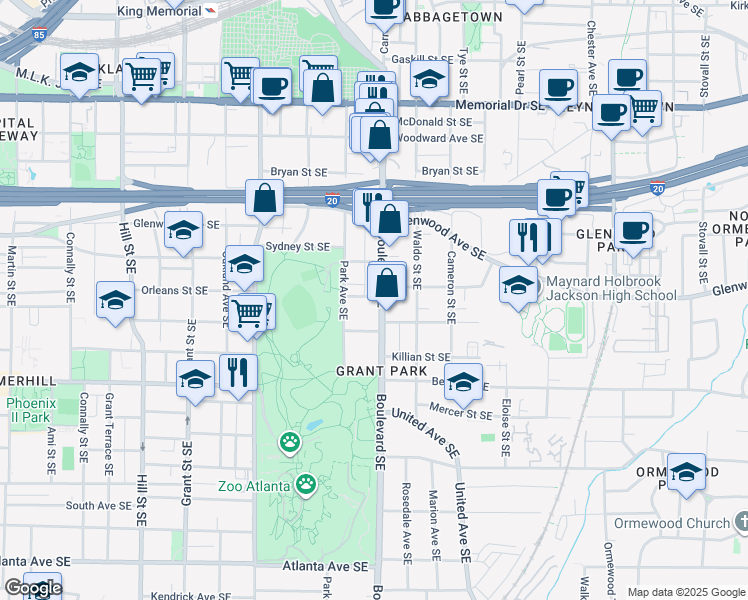 map of restaurants, bars, coffee shops, grocery stores, and more near 567 Hansell Street Southeast in Atlanta