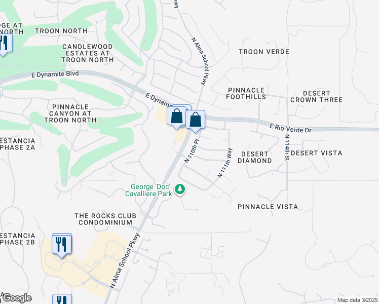 map of restaurants, bars, coffee shops, grocery stores, and more near 28028 North 110th Place in Scottsdale