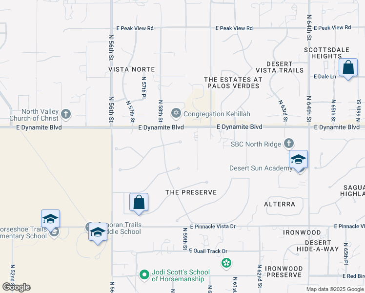 map of restaurants, bars, coffee shops, grocery stores, and more near 5887 East Blue Sky Drive in Scottsdale
