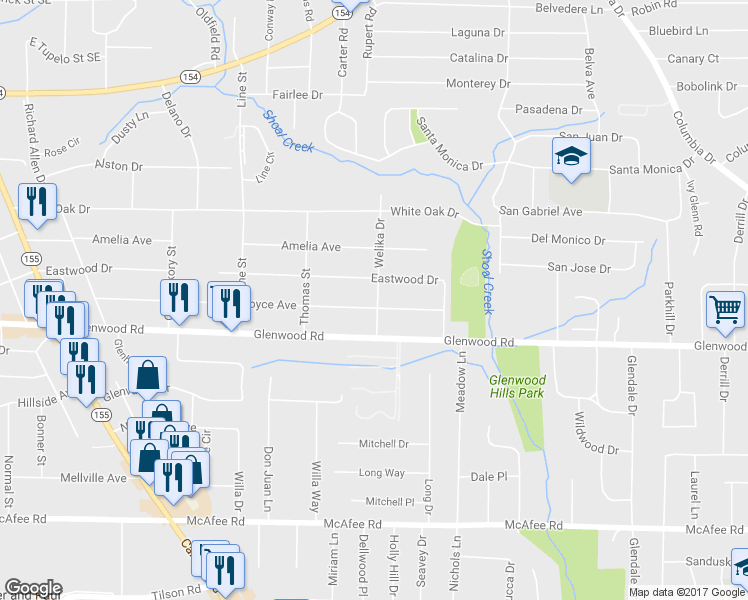 map of restaurants, bars, coffee shops, grocery stores, and more near 2822 Joyce Avenue in Decatur