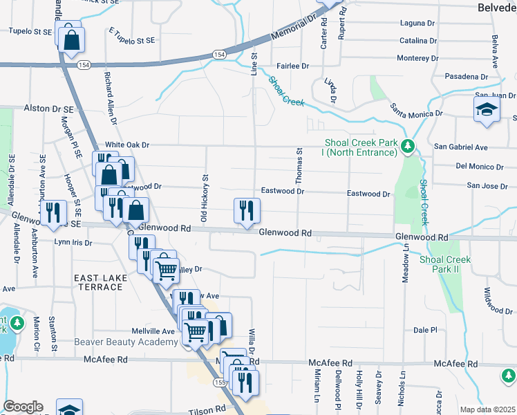 map of restaurants, bars, coffee shops, grocery stores, and more near 2690 Joyce Avenue in Decatur
