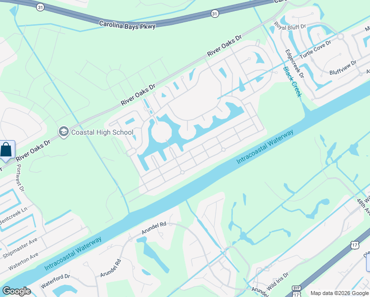 map of restaurants, bars, coffee shops, grocery stores, and more near 817 Crystal Water Way in Myrtle Beach