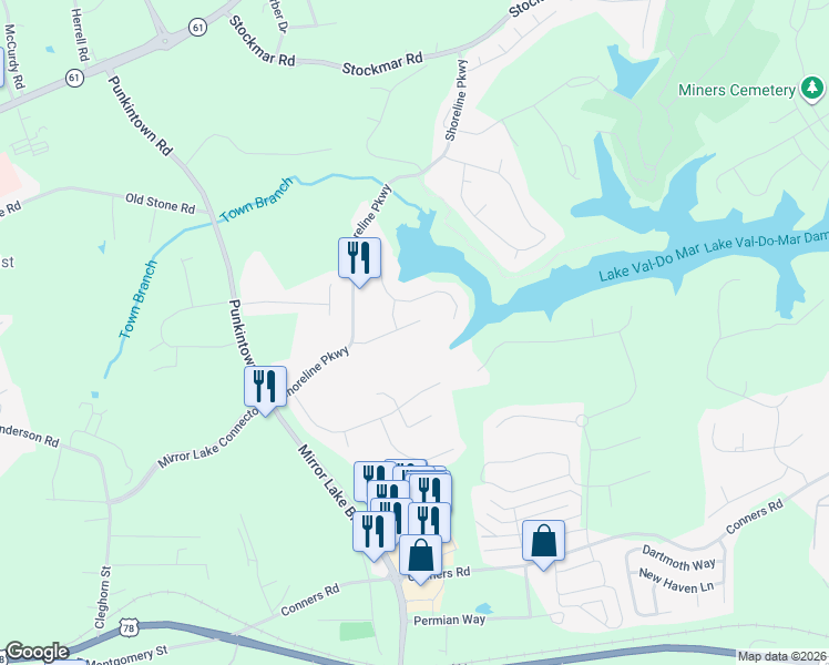 map of restaurants, bars, coffee shops, grocery stores, and more near 9929 Bridgewater Pointe in Villa Rica